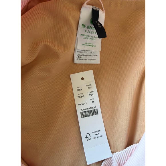 J.Crew Re-Imagined One Double Strap Ribbed Bikini Set Pale Pink Womens M NEW - Picture 9 of 12